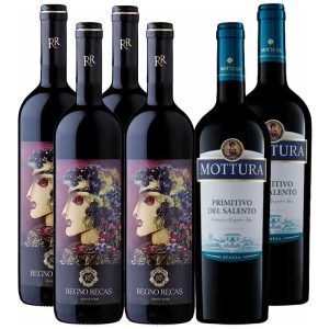4 Regno Recas Pinot Noir + 2 Mottura Primitivo Del Salento